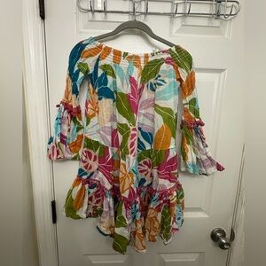 Colorful Off-Shoulder 100 % cotton swim cover Women's mini dress size xs